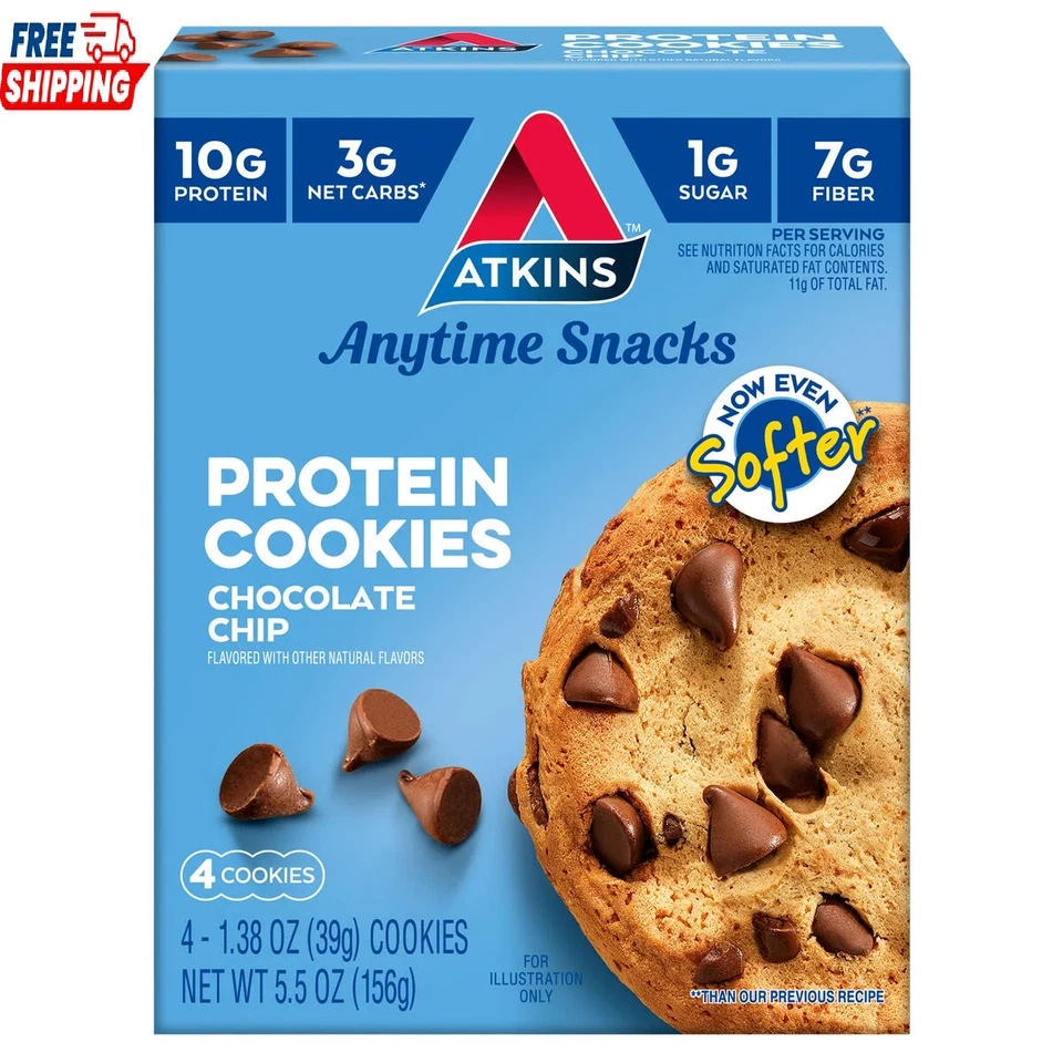 Atkins Soft and Chewy Chocolate Chip Protein Cookie, Keto Friendly, High Protein - Imagem 1 de 1