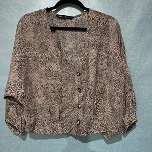 ZARA Animal Print Slouchy Blouse S Cheetah - Picture 1 of 5