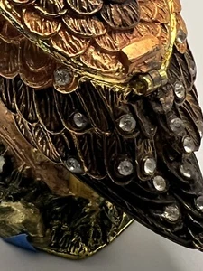 Boîte/figurine à bibelots hibou émaillé Bejeweled avec strass 3" de haut parfait - Photo 1/11