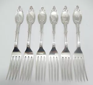 Set of 6 Kenilworth by Albert Coles Coin Silver Dinner Forks. 7 13/16". S-210 - Picture 1 of 12