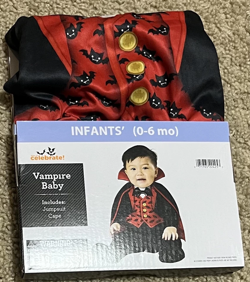 Vampire Baby Costume Infants Size (0-6 Months) Includes Jumpsuit and Cape - Image 1 of 1