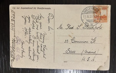 Голландская Индия 1923 открытка / обезьяны / Bandjermasin - Изображение 1 из 2