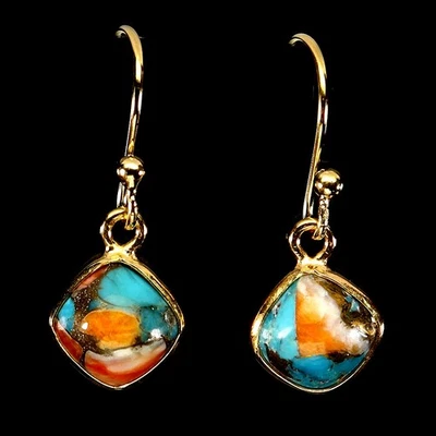 Black Friday 925 Sterling Silver Earrings Kingman Turquoise 8mm Jewelry - Image 1 of 4
