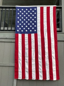 Vtg 5'x8' Bull Dog American Flag 100% Cotton Bunting Embroidered 50 Stars - Picture 1 of 5