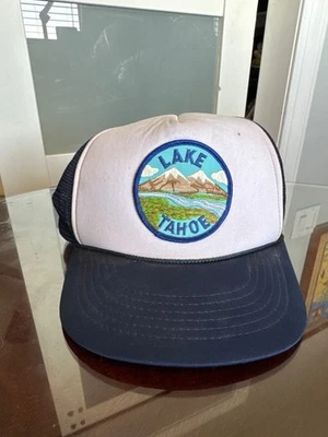 Lake Tahoe Patch Trucker Hat Mesh Adjustable Navy & Cream By KC   46-16 - Image 1 of 3