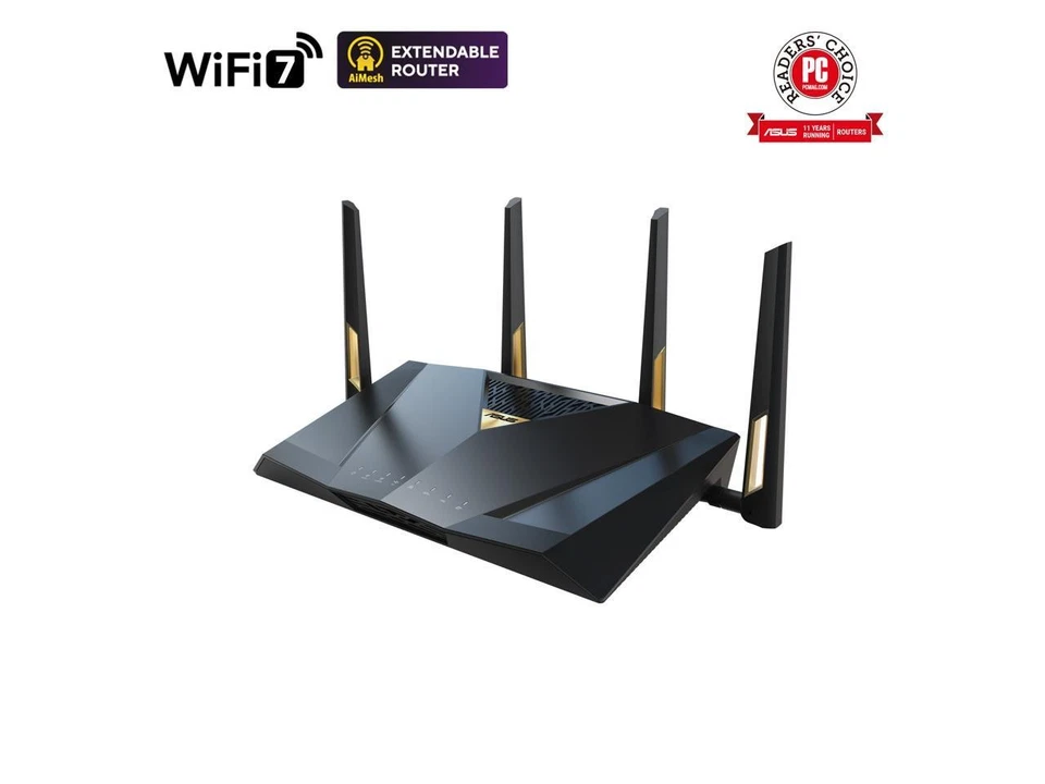 ASUS RT-BE88U Dual-band WiFi 7 AiMesh Extendable Performance Router, 4K-QAM, - Image 1 of 4