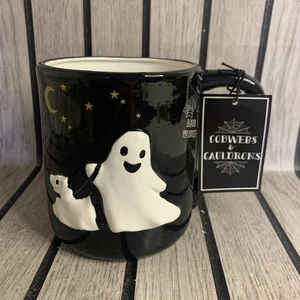 TK Maxx Halloween Ghost Walking Dog Mug Black Hand Painted Homesense - Picture 1 of 4