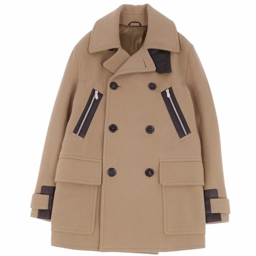 HERMÈS Cappotto Hermes 20AW Pavone Doppiopetto Lana Pelle di Agnello Cappotti Usato0