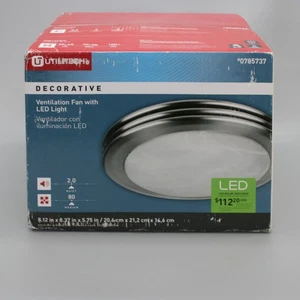 Utilitech Bathroom Ventilation Exhaust Fan Brushed Nickel LED Lamp Light 0785737 - Picture 1 of 9