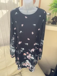 Women's Lipsy Black Floral Patterned Dress, Lipsy, Size 18. EC - Picture 1 of 6