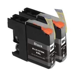 *2 Pack LC107 BK XXL Black Ink For Brother MFC-J4510DW, MFC-J4610DW with CHIP - Picture 1 of 1