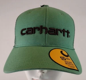 Carhartt Mens Seafoam Green Canvas Hat Mesh-Back Logo Baseball Cap 1-Size Adjust - Picture 1 of 11