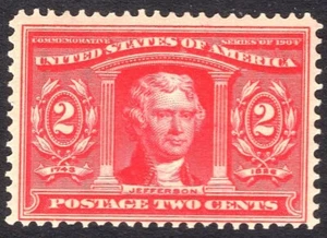 #324 F MNH OG-2¢ LOUSIANA PURCHASE-JEFFERSON--L@@K! (REM #324-9) - Picture 1 of 2