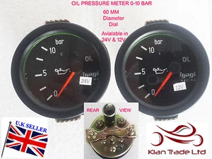 RELOJ MEDIDOR ACEITE 12V 24V PRESIÓN 0-10 BAR VINTAGE COCHE CLÁSICO BARCO GEEP - Imagen 1 de 3