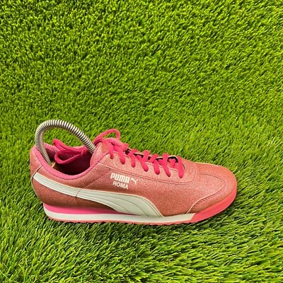 Puma Roma Girls Size 5C Glitter Pink White Running Athletic Shoes Sneakers - Image 1 of 4