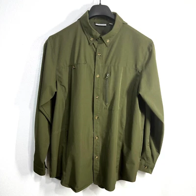 33,000 Feet Shirt Mens Large Olive Performance Long Sleeves Outdoor Camp Fishing - Image 1 of 4