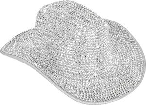 Women Fringe-Rhinestone Western-Cowgirl-Hat Tassel-Decor Cowboy-Fedora-Hat for P - Picture 1 of 12