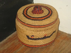 c1945 FINE MAKAH NOOTKA PNW BASKET (3 3/4") NATIVE AMERICAN INDIAN ~ LOW START! - Picture 1 of 13
