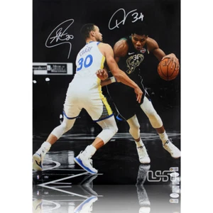 Stephen Curry Giannis Antetokounmpo Autographed 16x20 Photograph Photo USA SM - Picture 1 of 4