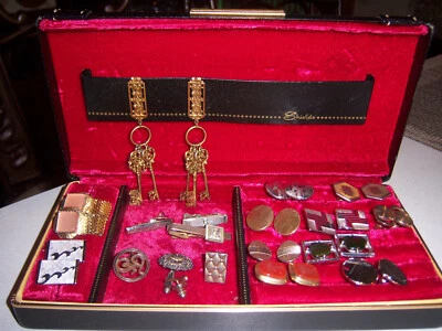 VTG MCM 60's Gold Silver Tone Men's Tie clips clasp pins Cuffs Leather CASE LOT  - Image 1 of 4