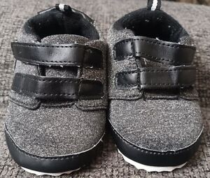 Carter's Infant Baby Boy/Girl Size 3 (6- 9 Months) Gray & Black Crib Shoes