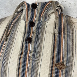 Billabong Rancho Hoodie Men's XL Beige Striped Pullover Surf Skater Hippie E127 - Picture 1 of 12