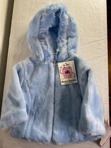 BABY GIRL..FAUX FUR..BLUE..JACKET..NEW..sz 18 MTHS - Picture 1 of 3