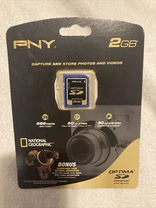 PNY Optima 2GB Class 4 - SD Card - Retail - P-SD2GB-EF New Factory Sealed - Picture 1 of 8