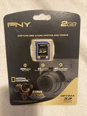 PNY Optima 2GB Class 4 - SD Card - Retail - P-SD2GB-EF New Factory Sealed - Image 1 of 4