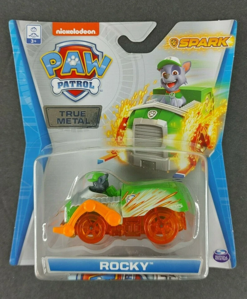 Nicklelodeon Paw Patrol Spark Recycle Recycling True Metal Car Rocky