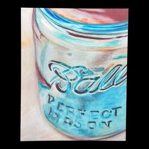 Ball Mason Jar Wall Canvas Print 20"×16"×1½" Over Wood Boxed Frame - Picture 1 of 10