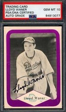 Lloyd Waner Gem Mint 10 PSA DNA Signed 1975 Sheraton Great Plains Greats Autogra