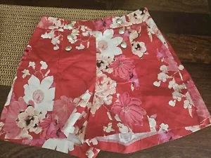 PORTMANS Red Floral High Waist Shorts Size 12 - Picture 1 of 16