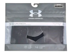 Under Armour Women's XS UA Pure Stretch Anti-Odor Thong 3-Pack Underwear Black - Picture 1 of 2