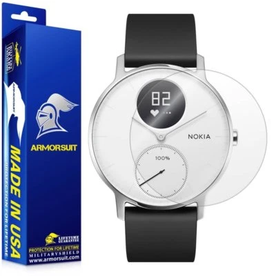 [2-Pack] ArmorSuit MilitaryShield Nokia Steel HR Screen Protector Made in USA - Image 1 of 4