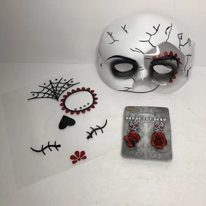 Spirit Halloween Store Máscara Pendientes Pegatinas Día de Muertos Accesorios - Imagen 1 de 9