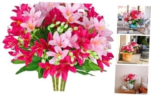 EverWin Artificial Silk Lily Flowers Bouquet for Decoration Outdoors Fake Faux - Picture 1 of 7