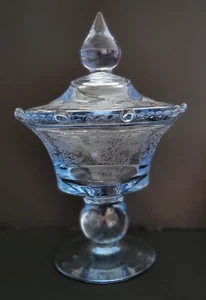 Vintage #444 Paden Glass Co Gazebo Candy Lidded Stemmed Dish Ice Blue 10.5” - Picture 1 of 5