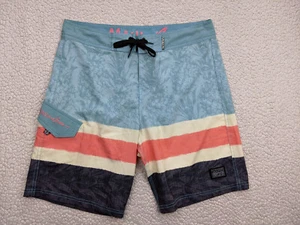 MAUI and Sons Black Shark 4 Way Stretch Mens 32 Blue Burmuda Board Shorts - Picture 1 of 12