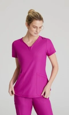 SKECHERS SLIP INS SCRUB TOP IN DEEP MAGENTA COLOR, IN ALL SIZES, #SKT220, NWT - Image 1 of 2
