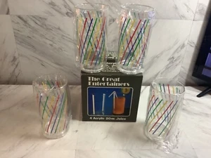 Set Of 4 Acrylic 20oz Juice glasses the great Entertainer, made in Taiwan - Picture 1 of 6