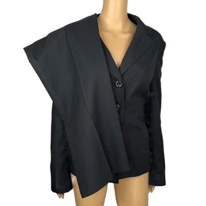 Nine West Women Polyester Pant Suit Size 4 Black Pinstriped Lined Career 2PC - Picture 1 of 9