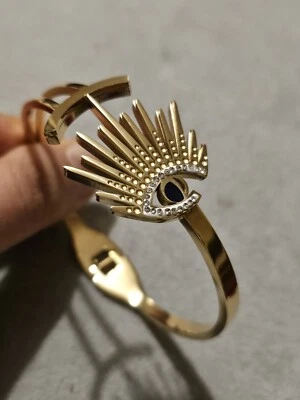 Wunderschöner Armreif türkisches Design vergoldet Evil Eye Kristalle  - Bild 1 von 4
