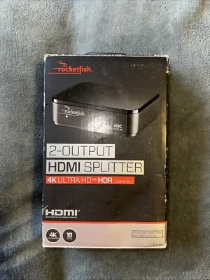 Rocketfish - 2-Output HDMI Splitter with 4K at 60Hz and HDR Pass-Through - Black - Image 1 of 2