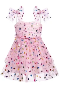 Ibtom Castle Pink Heart Tutu Ruffle Dress Girls Toddler 3T-4T - Picture 1 of 6