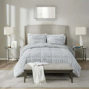 NEW! ~ ULTRA SOFT & PLUSH FLUFFY CHIC LUXURY GREY FAUX FUR COZY COMFORTER SET - Picture 1 of 5