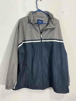 Men’s Croft & Barrow Size XL Gray Navy Zip Up Hidden Hood Windbreaker - Image 1 of 4