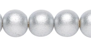 Beads, Metallic Silver 6, 8 OR 10mm Round Wooden Bead (2 Strands) - Picture 1 of 6
