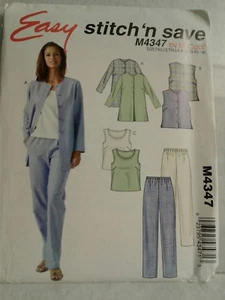 McCall's M4347 NEW UNCUT Stitch 'n Save Pattern Jacket/Vest/Top/Pants 8/10/12/14 - Picture 1 of 2