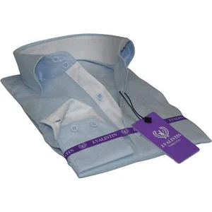 Camisa de verano para hombre 100 % lino J.Valintin Turquía-Estados Unidos cuello alto OBR78-09 azul - Imagen 1 de 16